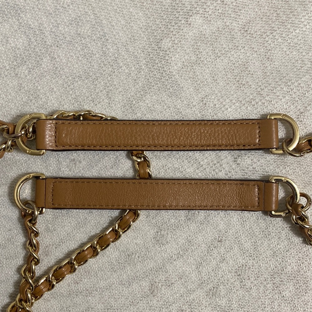 *SOLD*Tory Burch Marion Whipstitch Trimmed Pebbled Leather Shoulder Bag/Caramel - Picture 10 of 17